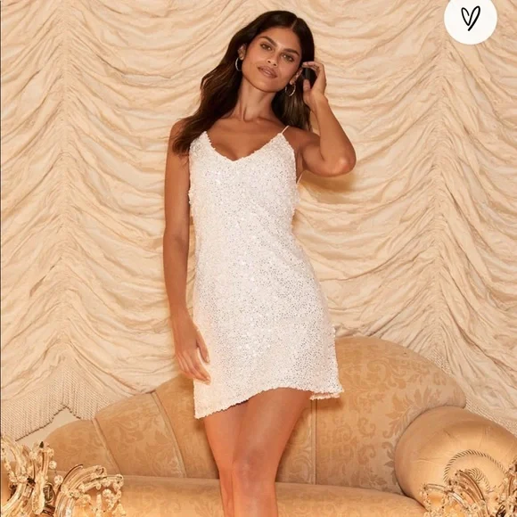 Lulus | Dresses | Lulus White Backless Sequin Mini Dress | Poshmark